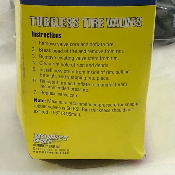 Monkey Grip Box Of 50 Black Tubeless Tire Valves TR425-2” Bike Auto Tire Repair - Picture 5 of 9